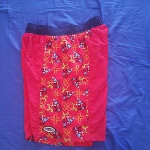 Disney Store Mickey Mouse Mens Red Swim Surf Board Trunks Elastic Shorts Size M